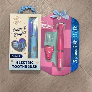 Vivitar Pink Bikini Styler and Blue Electric Toothbrush Set